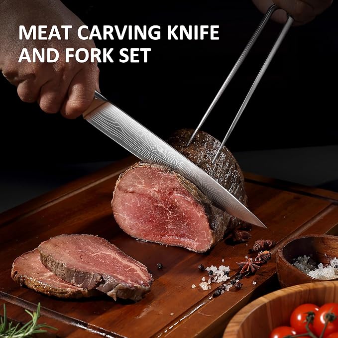 YOTSUBA Japanese Carving Knife and Fork Set, Razor-Sharp German Stainless Steel - Image 5