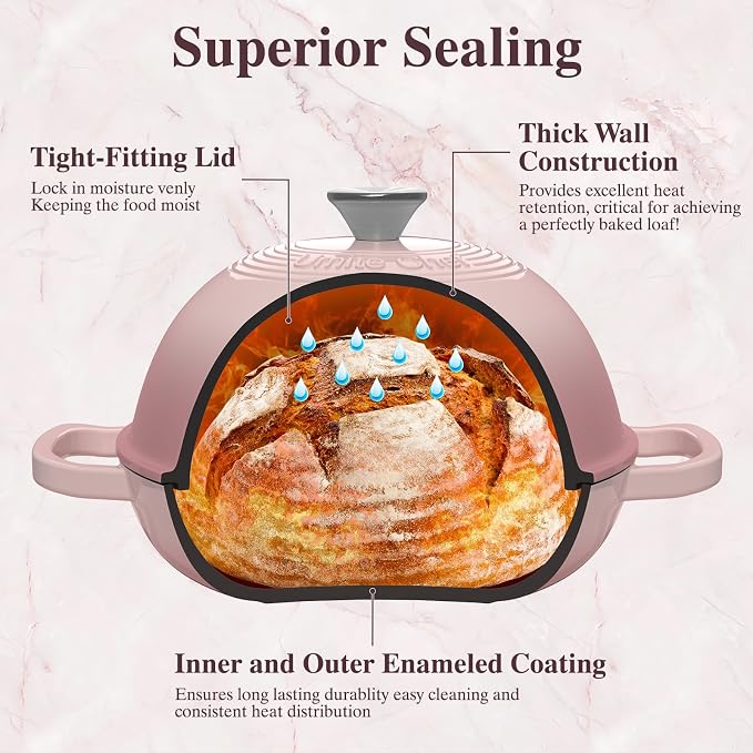 Cast Iron Dutch Oven Pot with Lid, Round Bread Oven - Image 5
