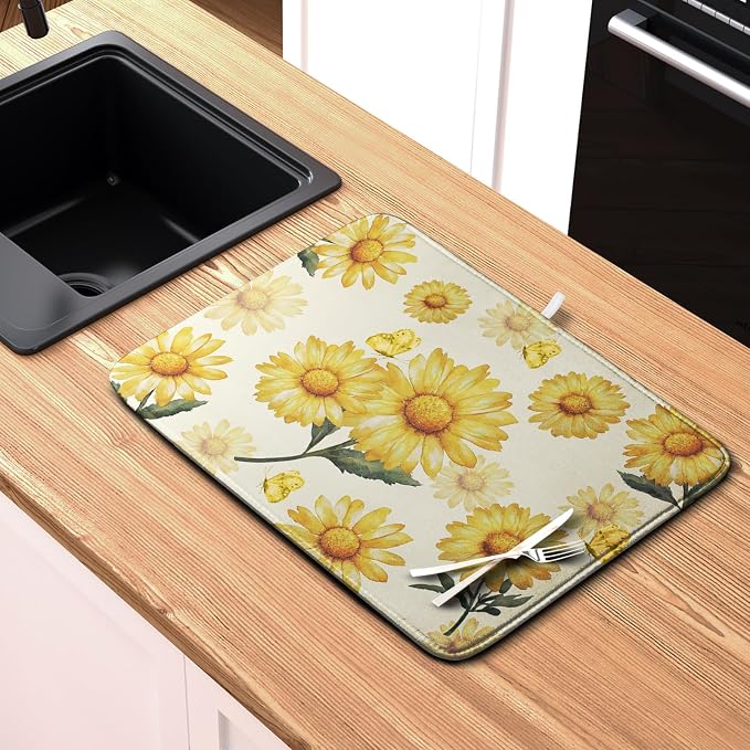 Yellow Sunflower Dish Drying Mat - Image 6