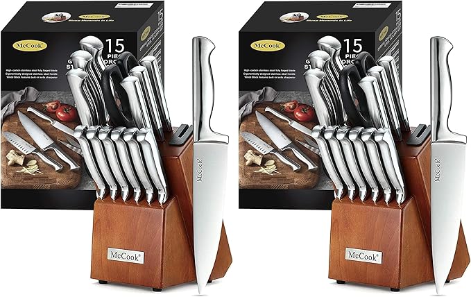 McCook® Knife Sets, German Stainless Steel Kitchen Knife Block Sets by McCook