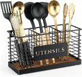 THYGIFTREE Utensil Holder for Kitchen Counter Large Black Metal Cooking Utensil by THYGIFTREE