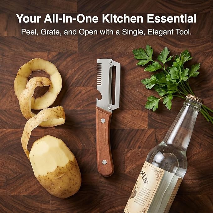 2PCS Multifunctional Vegetable Peeler, 3 in 1 Multi Functional Wooden Handle - Image 6