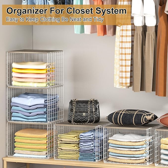 6 Pack Closet Organizers And Storage, Stackable Closet Shelf Organizer Storage - Image 6