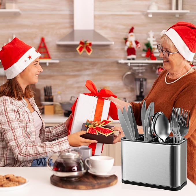 LIBODOUR Utensil Holder, Stainless Steel Caddy Counter, Spoon holder, 4 - Image 2