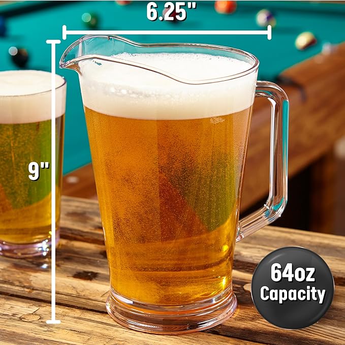 US Acrylic 64oz Bistro Clear Pitcher | Set of 2 Beer Pitchers | Reusable - Image 5