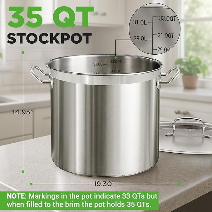 Nutrichef Stainless Steel Cookware Stockpot, 35 Quart Heavy Duty Induction Soup - Image 2