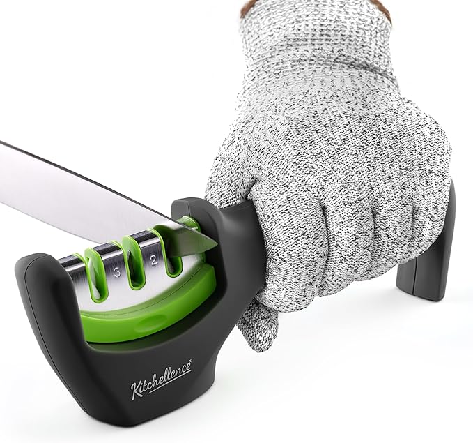 4-in-1 Kitchen Knife Accessories: 3-Stage Knife Sharpener Helps Repair by KITCHELLENCE