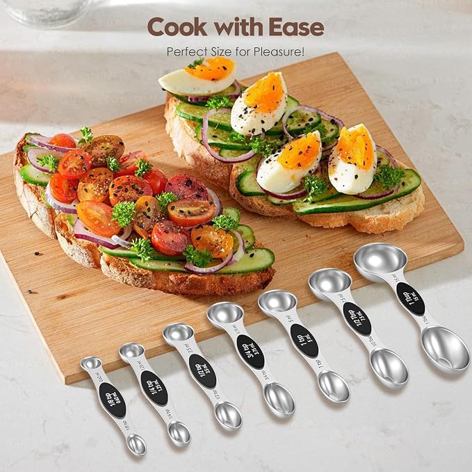 Magnetic Measuring Spoons Set of 8 | Heavy Duty 304 Stainless Steel, Triple - Image 7