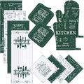 12 Pcs Farmhouse Kitchen Decor and Accessories Sets 4 Green Kitchen Towels 4 by Bencailor