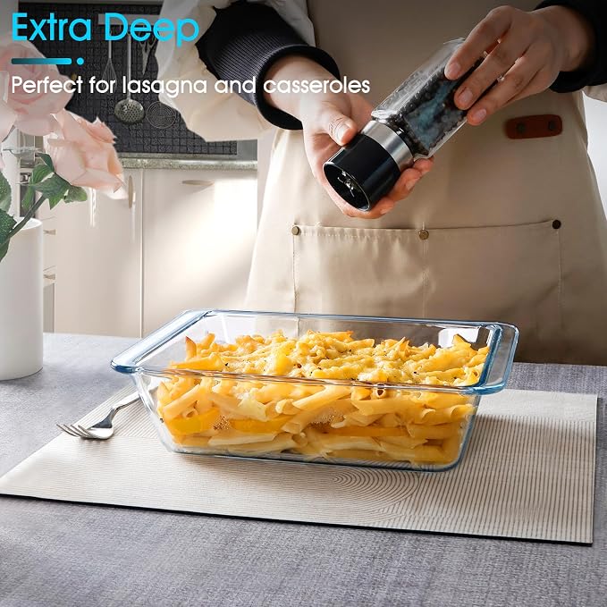 NUTRIUPS 2.4QT Rectangular Deep Glass Baking Dish, Glass Baking Pan - Image 5