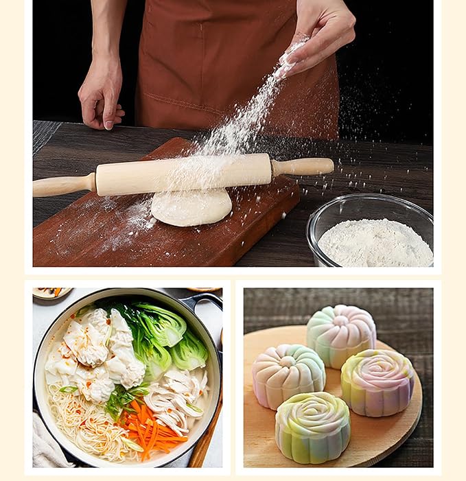 Rolling Pin, 13.8 Inch Wood for Kneading the Dough of Baking Bread - Image 5