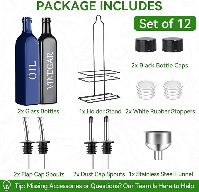 Vakoo Oil and Vinegar Dispenser Set - 17oz/500ml - Image 2