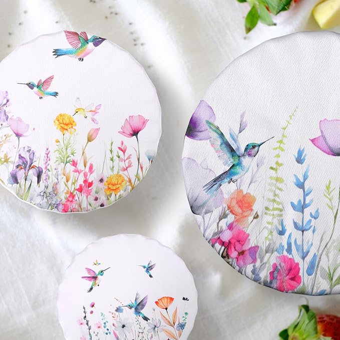 Patelai 10 Pcs Bowl Covers Reusable in 5 Size Stretch Cloth Fabric Elastic Food - Image 3