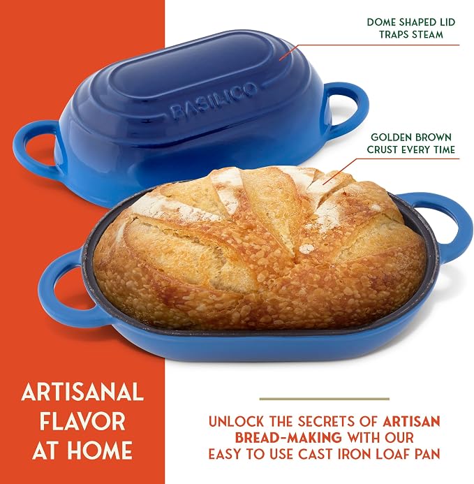 Enameled Cast Iron Bread Oven 2 Qt, Non-Stick Single Loaf Cast Iron Bread Pan - Image 3