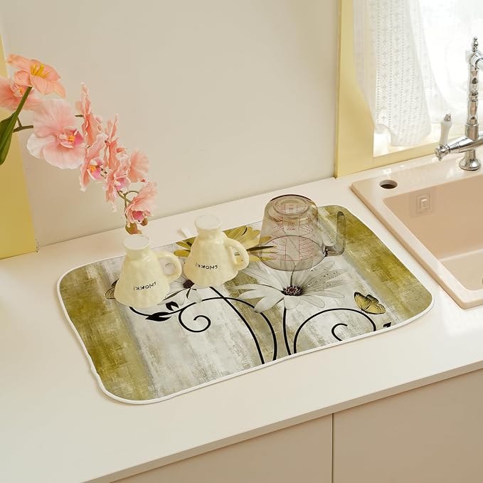 Floral Dish Drying Mat 18x24 Inches - Image 3