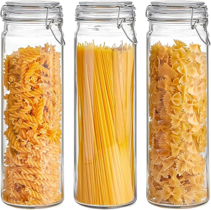 ComSaf 3-Pack 68oz 13-Inch Tall Glass Pasta Containers by ComSaf
