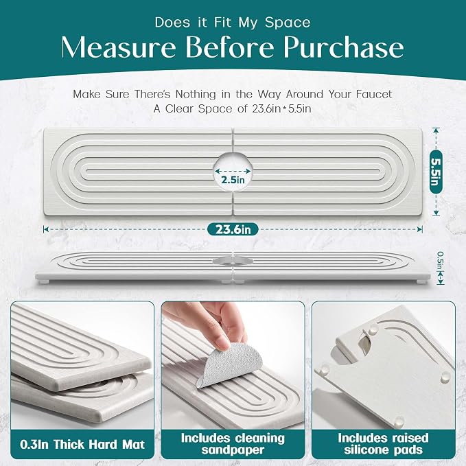Large Faucet Mat for Kitchen Sink - Image 2