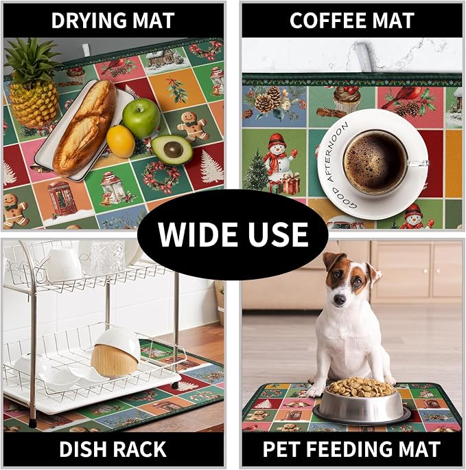 Christmas Dish Drying Mats for Kitchen Counter Cute Xmas Holiday Dish Drainer - Image 7