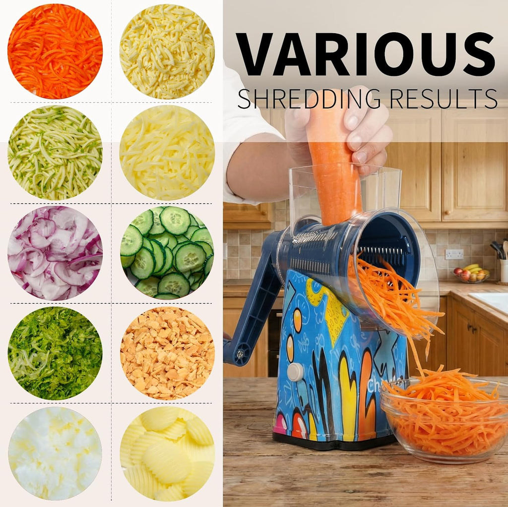 Upgrade Rotary Cheese Grater Shredder with Handle, Strong Suction