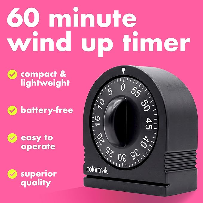 60 Minute Wind Up Timer, Visual Mechanical Timer, from 0 to 60 Minutes - Image 2