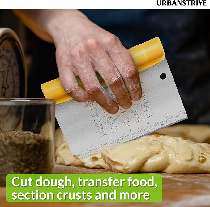 Urbanstrive Bench Scraper for Baking, Stainless Steel Dough Cutter and Scraper - Image 3