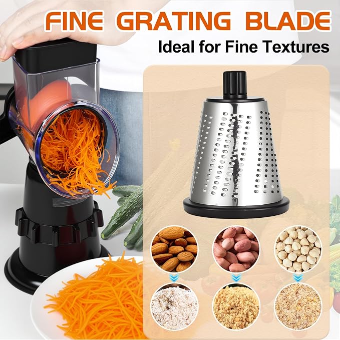Rotary Cheese Grater Hand Crank, Vegetable Slicer - Image 5