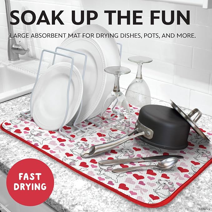 Disney Dish Drying Mats for Kitchen Counter – 16" x 18" Absorbent Kitchen - Image 2