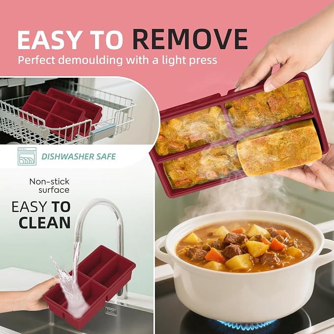 Silicone Freezer Trays with Lids -1 cup soup freezer container large ice cube - Image 3