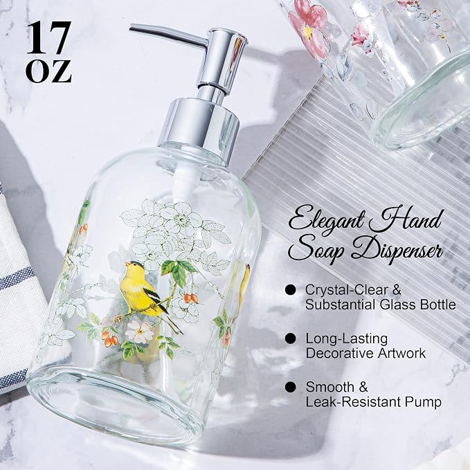 17oz Glass Soap Dispenser with Plastic Pump, 2 Pack Refillable Kitchen Soap - Image 9