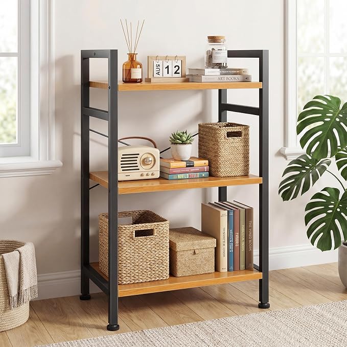DUMOS 3 Tiers Bookshelf, Classical Book Shelf, Tall Display Shelves in Living - Image 7