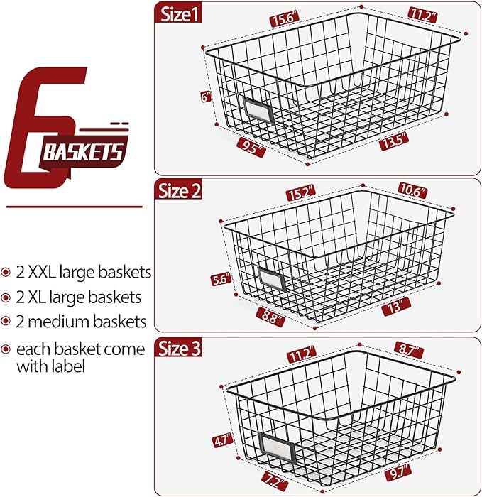 6 Pack Wire Baskets for Pantry Organization and Storage, Kitchen Organizer - Image 2