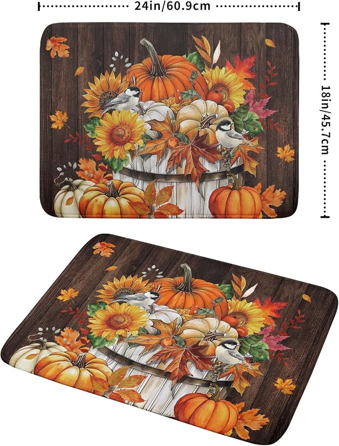 Fall Pumpkin Dish Drying Mat for Kitchen Counter Decor 18x24 Inch Halloween - Image 2