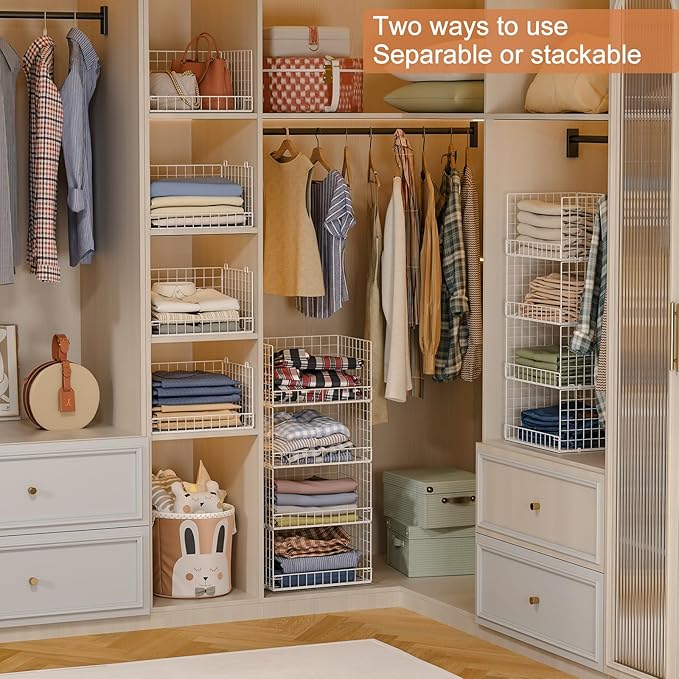 Yociyoga 4-Tier Stackable Closet Organizers and Storage Basket, Foldable Closet - Image 2