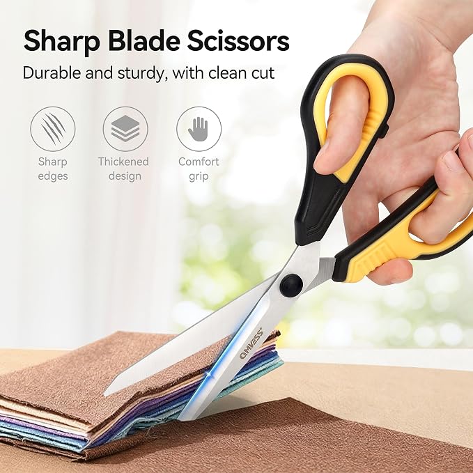 QMVESS 8.5" Scissors All Purpose 3 Pack, Ultra Sharp 2.5mm Thick Blade Scissors - Image 2