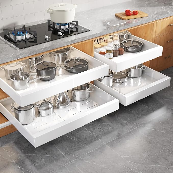 Seinloes 4 Pack Expandable Width Pull Out Cabinet Organizer 21" Deep by Seinloes