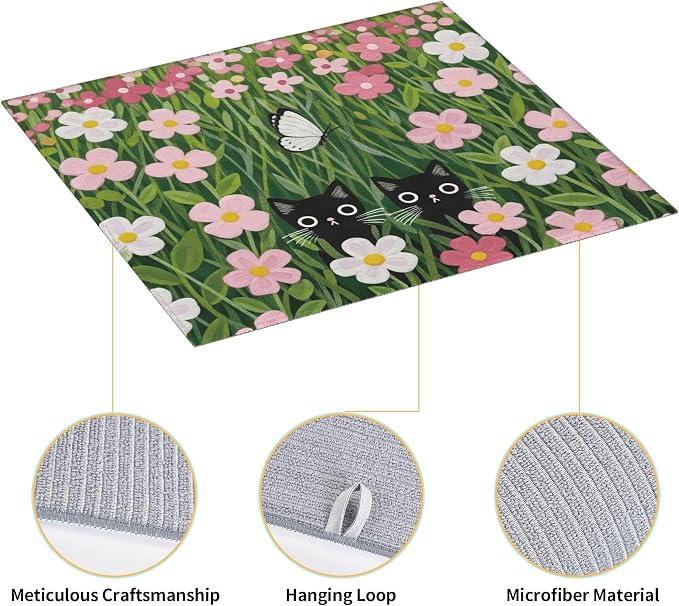 Pink Floral Cat Dish Drying Mat - Image 4
