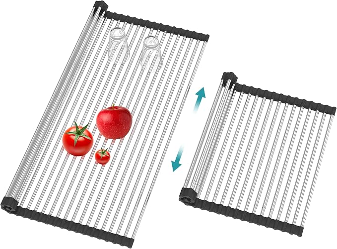 BBXTYLY Extra Large Expandable Roll Up Dish Drying Rack, Over The Sink Drying by BBXTYLY