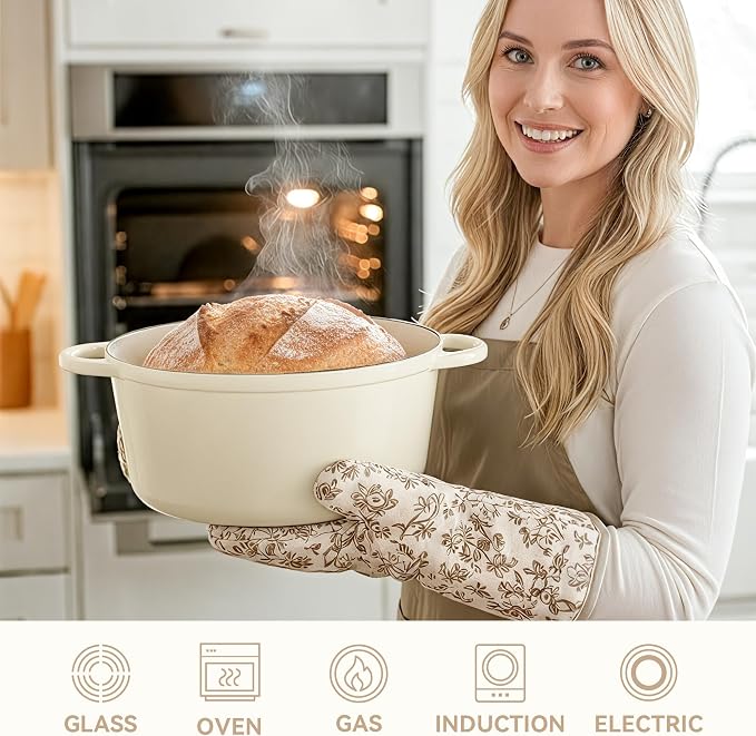4.5 Quart Dutch Oven Pot with Lid, Non Stick Enameled Cast Iron Dutch Oven - Image 5