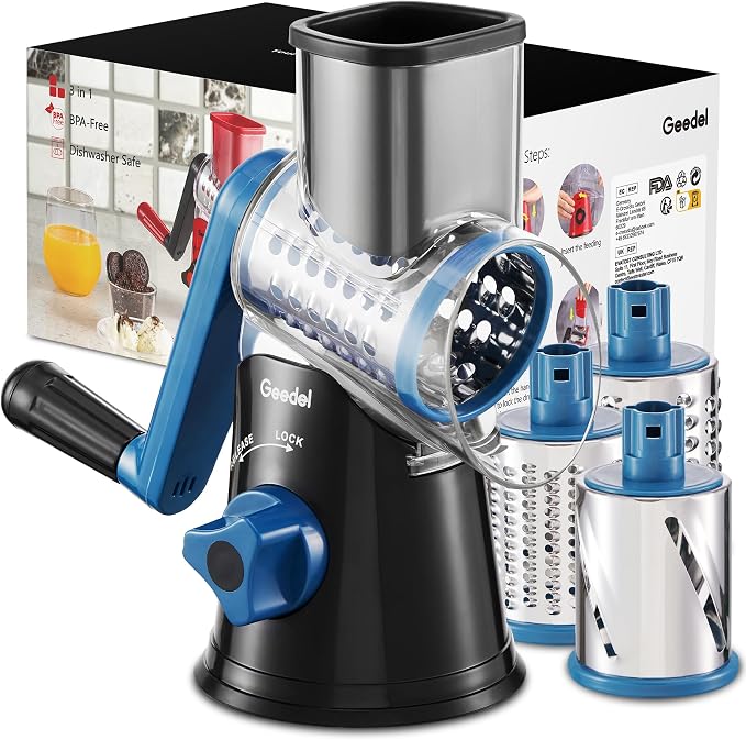 Geedel Rotary Cheese Grater, Kitchen Mandoline Vegetable Slicer by Geedel