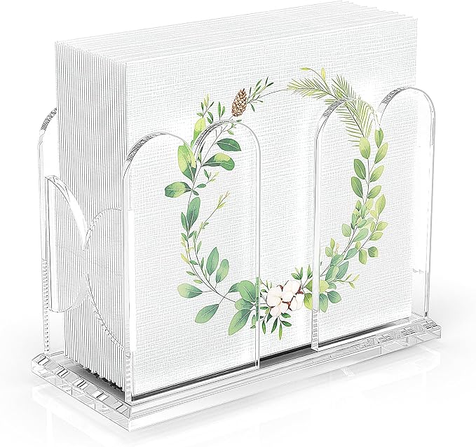 LUGUNU Acrylic Cocktail Napkin Holder-Clear Scalloped Napkin Dispenser by LUGUNU