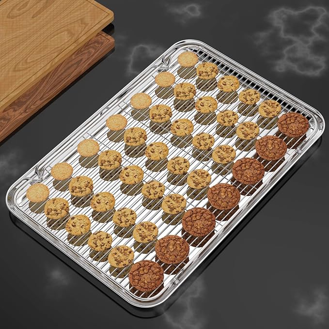 Large Set Baking Sheet and Cooling Rack Set, Bastwe 24L x 16W x 1H inch - Image 7