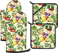 Fruit Oven Mitts and Pot Holders Sets 4Pcs, Extra Long Oven Gloves Potholder by VisittheDuibelproduct