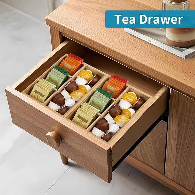 Tea Bag/Sugar Packet Holder, Coffee Station Condiment Organizer, Bamboo Tea - Image 5