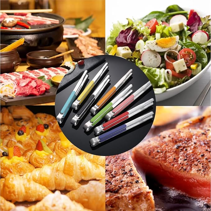10 Pack Stainless Steel Kitchen Tong, 10 inch Heavy Duty Serving Tong - Image 7