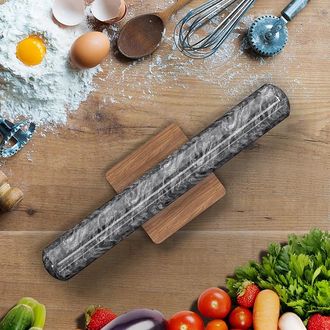 Marble Rolling Pin with Wooden Stand, FiiMan 12 Inch Heavy Rolling Pin - Image 7