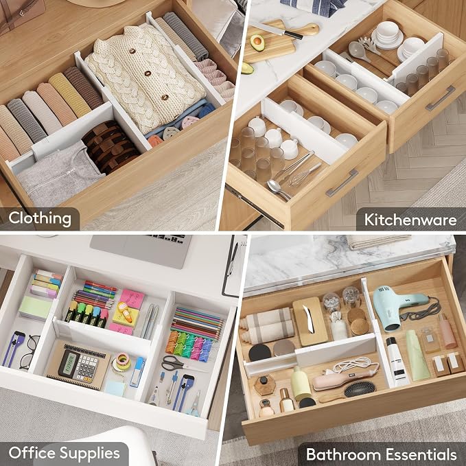 Lifewit 16 Pack 6" High Drawer Dividers 34-56cm/13.5-22" Adjustable Drawer - Image 8