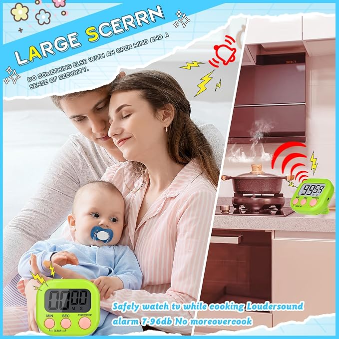 Mwellewm Digital Kitchen Timer 12 Packs Magnetic Classroom Stopwatch Timer 6 - Image 3