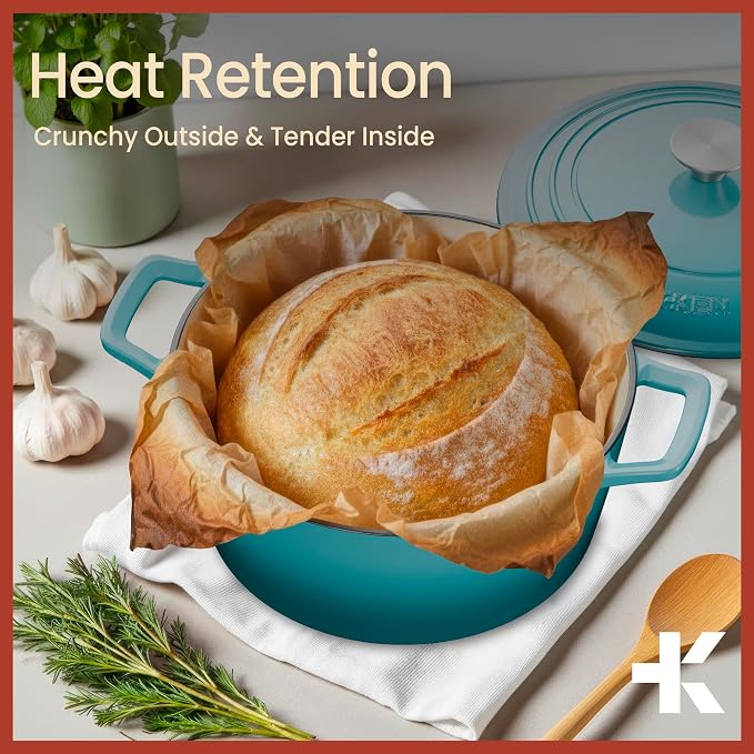 Bakken Enameled Cast Iron Dutch Oven Pot, 6QT Dutch Oven - Image 3