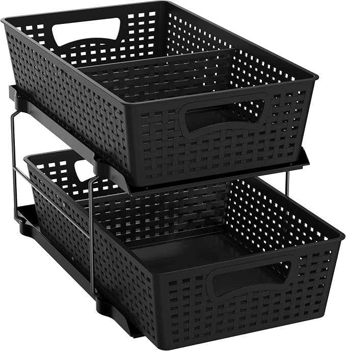 Simple Houseware 2 Tier Bathroom Organizer Tray Pull-Out Sliding Drawer by SimpleHouseware