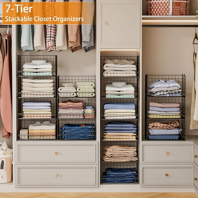 Yociyoga 7-Tier Stackable Closet Organizers and Storage Shelves, Foldable - Image 7